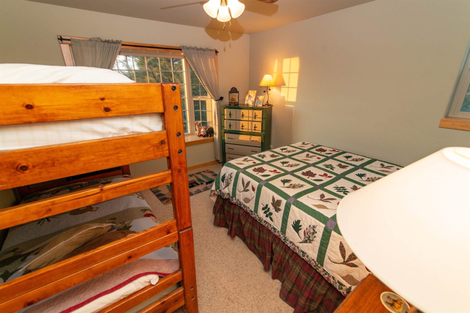 A bunk bed in a bedroom.