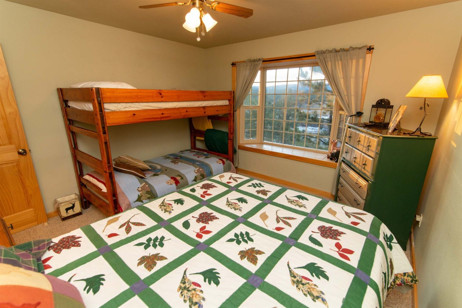 A bunk bed in a bedroom.