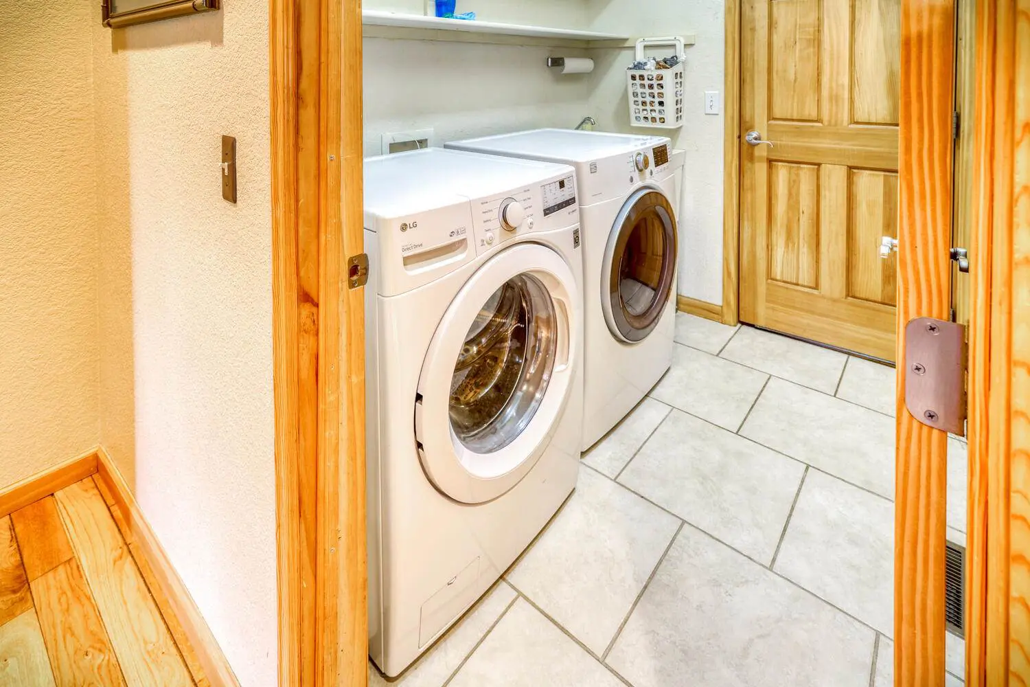 Washing room of a house with washing machines