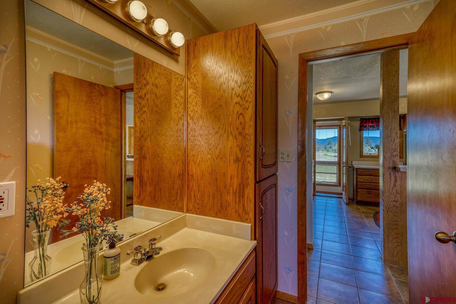 Beautiful bathroom of a house with lights