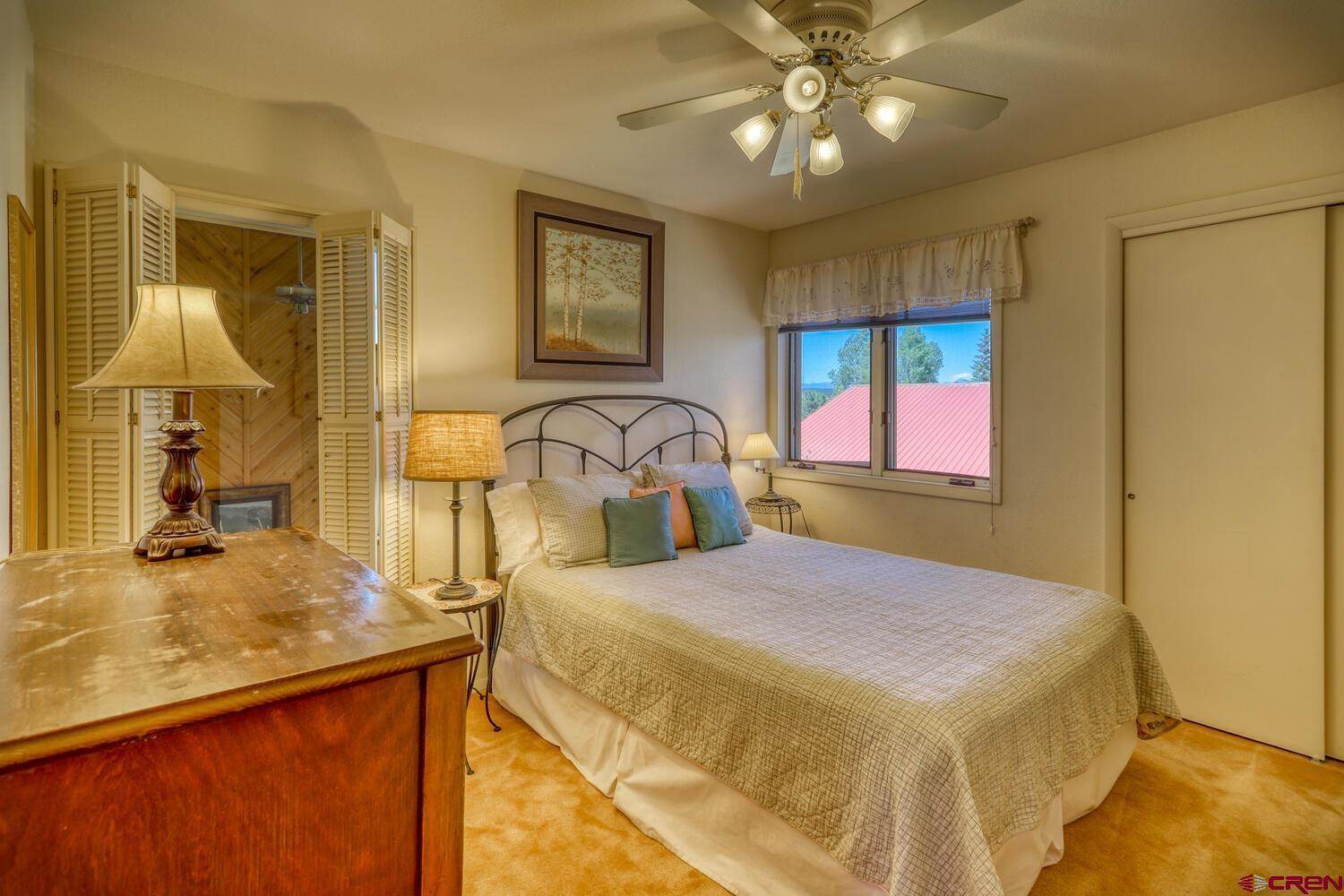 Beautiful bedroom of a house with lights