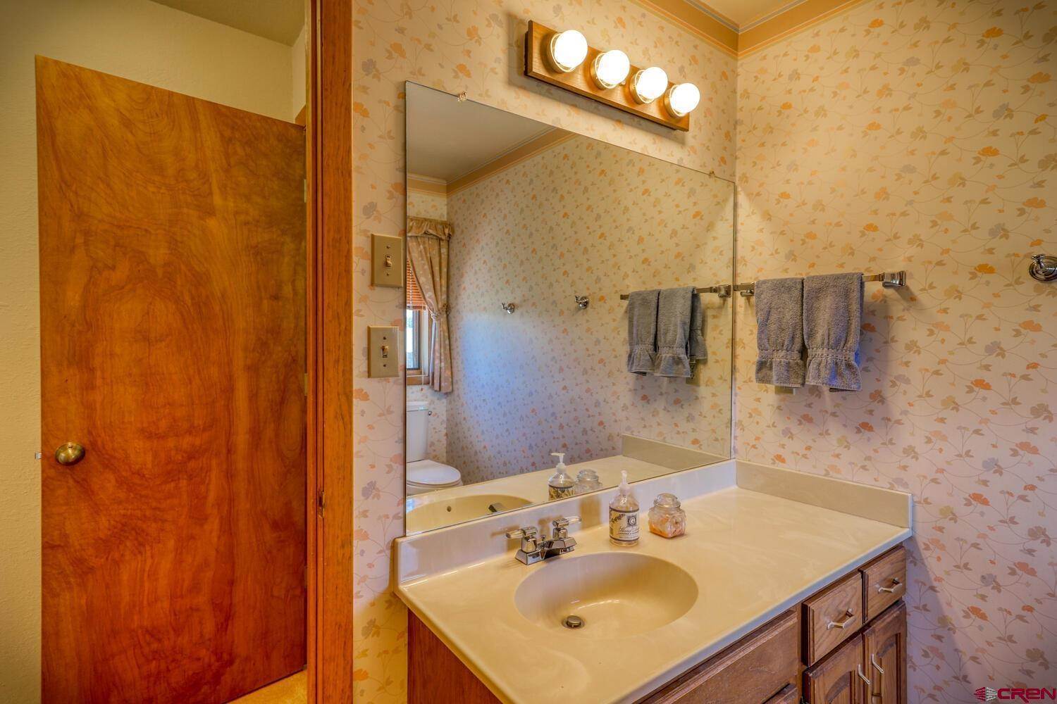 Beautiful bathroom of a house with lights