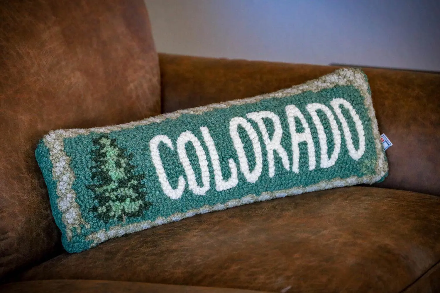 A pillow with the word colorado on it.